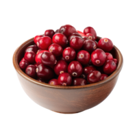 Fresh Cranberries in a bowl front view isolate on transparency background png