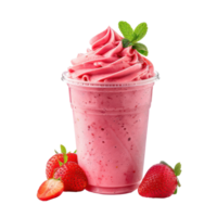 Strawberry Smoothie drink front view isolate on transparency background png