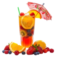 fruity cocktail adorned with a tiny umbrella isolate on transparency background png