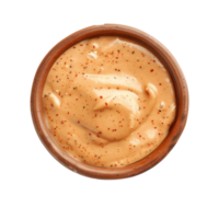 burger sauce in the bowl top view isolate on transparency background png