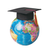 A globe featuring a graduation cap isolate on transparency background png