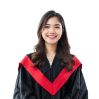 Confident smiling student in a graduation gown standing isolate on transparency background png