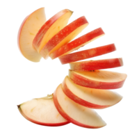 Apple slices side view full length isolate on transparency background png