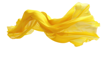 floating yellow fabric blowing isolate on transparency background png