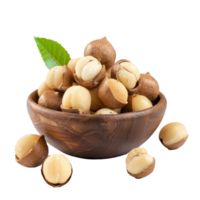 Macadamia Nuts in a bowl isolate on transparency background png