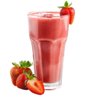 strawberry and strawberry smoothie in a glass isolate on transparency background png