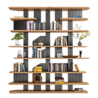 Modern Bookshelf Design side view full length isolate on transparency background png