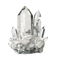 White crystal 3d rendering front view isolate on transparency background png