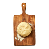 fresh raw dough on wooden chopping board top view full length isolate on transparency background png