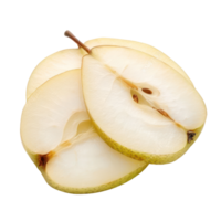 Pear slices front view full length isolate on transparency background png