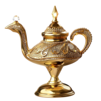 Gold and diamond magic lamp isolate on transparency background png