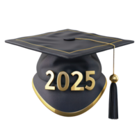 3d graduado boné com texto 2025 frente Visão cheio comprimento isolar em transparência fundo png