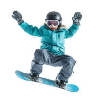 Floating Snowboarding boy isolate on transparency background png