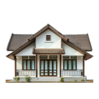 Bungalow front view full length isolate on transparency background png
