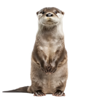 Otter front view full body isolate on transparency background png