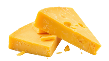 floated Single cheddar cheese slice isolate on transparency background png