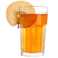 thin slice of apple and apple juice in a glass isolate on transparency background png