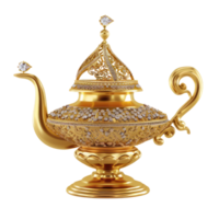 Gold and diamond magic lamp isolate on transparency background png