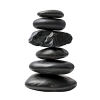 Balanced black stones isolate on transparency background png