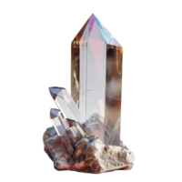 Beautiful clear crystal 3d rendering side view isolate on transparency background png