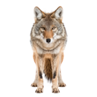 Coyote front view full body isolate on transparency background png