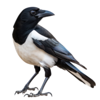 Magpie bird side view full body isolate on transparency background png