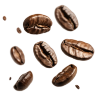 floating coffee beans isolate on transparency background png
