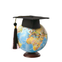 A globe featuring a graduation cap isolate on transparency background png