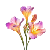 Freesia flower front view full length isolate on transparency background png