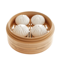Chinese steamed buns, 3d rendering isolate on transparency background png
