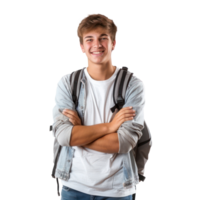Smiling young male university student, standing isolate on transparency background png