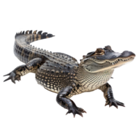 Alligator side view full body isolate on transparency background png