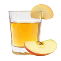thin slice of apple and apple juice in a glass isolate on transparency background png