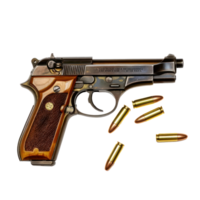 Bullet gun top view full length isolate on transparency background png