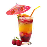 fruity cocktail adorned with a tiny umbrella isolate on transparency background png