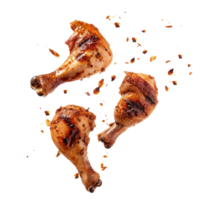 floated Barbecue chicken falling isolate on transparency background png