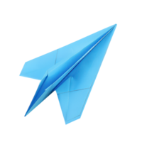 floated blue Paper airplane isolate on transparency background png
