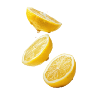 floating slices of lemon isolate on transparency background png