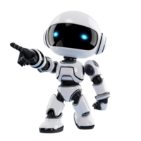 Set positive cute robot pointing at a space isolate on transparency background png