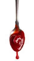 Drip of ketchup in a spoon isolate on transparency background png
