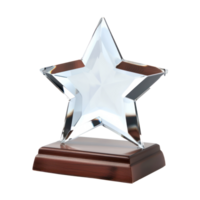 Blank star shape glass trophy crystal front view isolate on transparency background png