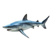 Blue shark front view full body isolate on transparency background png