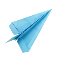 floated blue Paper airplane isolate on transparency background png