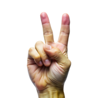 A hand with two fingers up in the air png