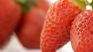 Strawberries rotating. Close up. Loop video