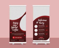 Restaurant and cafe product promotional multipurpose roll up banner template with two variation vector