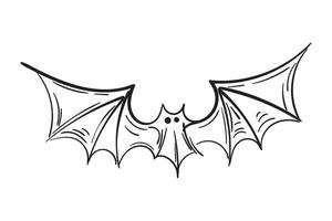 Bat Outline line art illustration on white background.hand drawn sketch for halloween vector