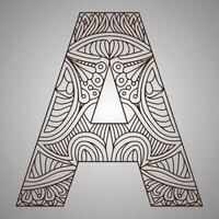 Geometric Mandala Letter A on a Gray Background Intricate and Bold Design vector