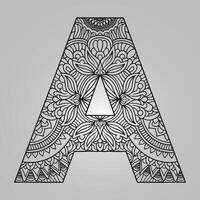 Geometric Mandala Letter A on a Gray Background design vector