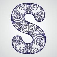 Stylized S Letter Featuring Mandala Patterns vector